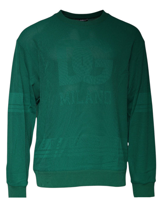 Dolce & Gabbana Green Logo Nylon Crew Neck Pullover Sweater Dolce & Gabbana