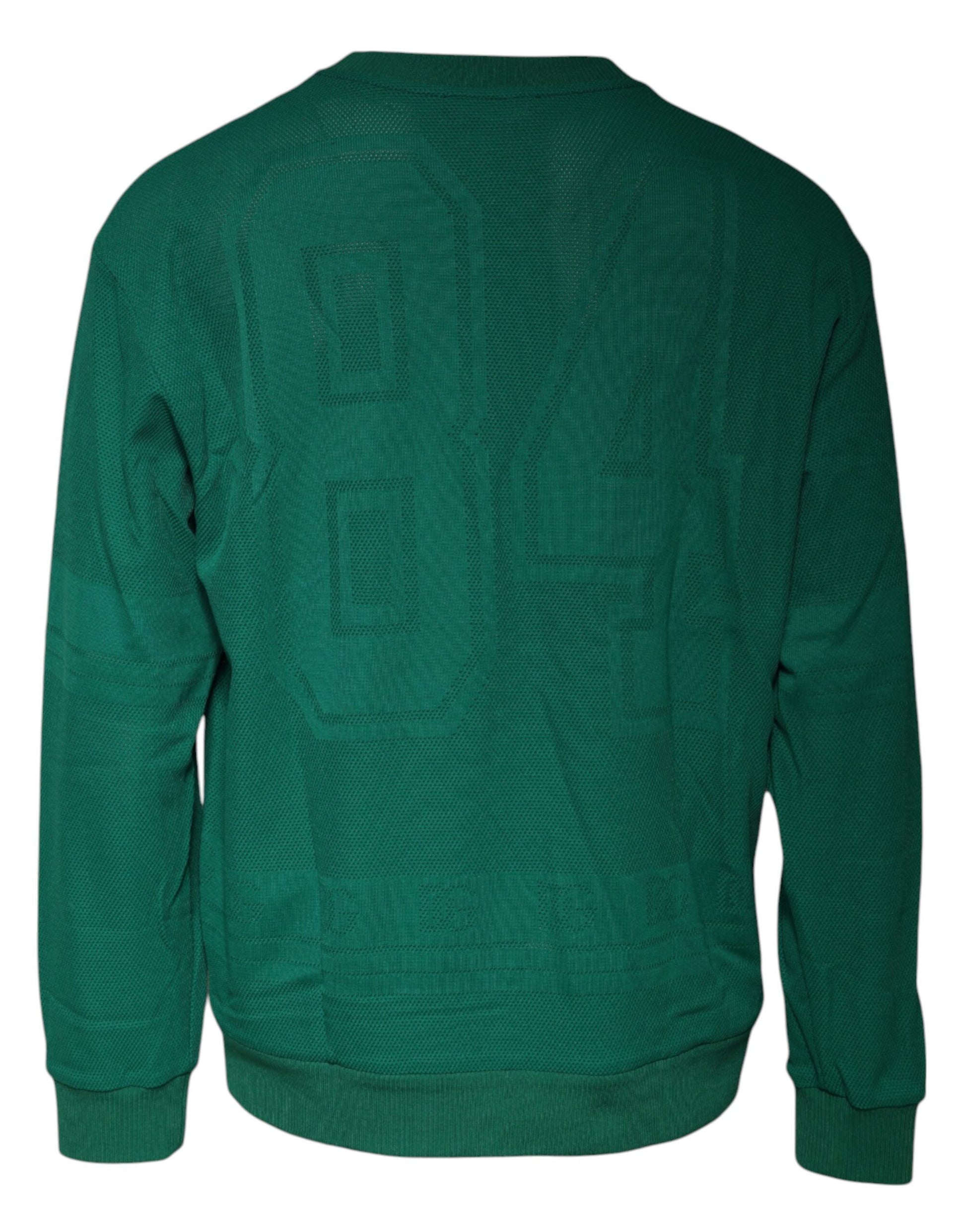 Dolce & Gabbana Green Logo Nylon Crew Neck Pullover Sweater Dolce & Gabbana
