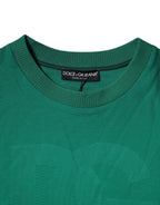 Dolce & Gabbana Green Logo Nylon Crew Neck Pullover Sweater
