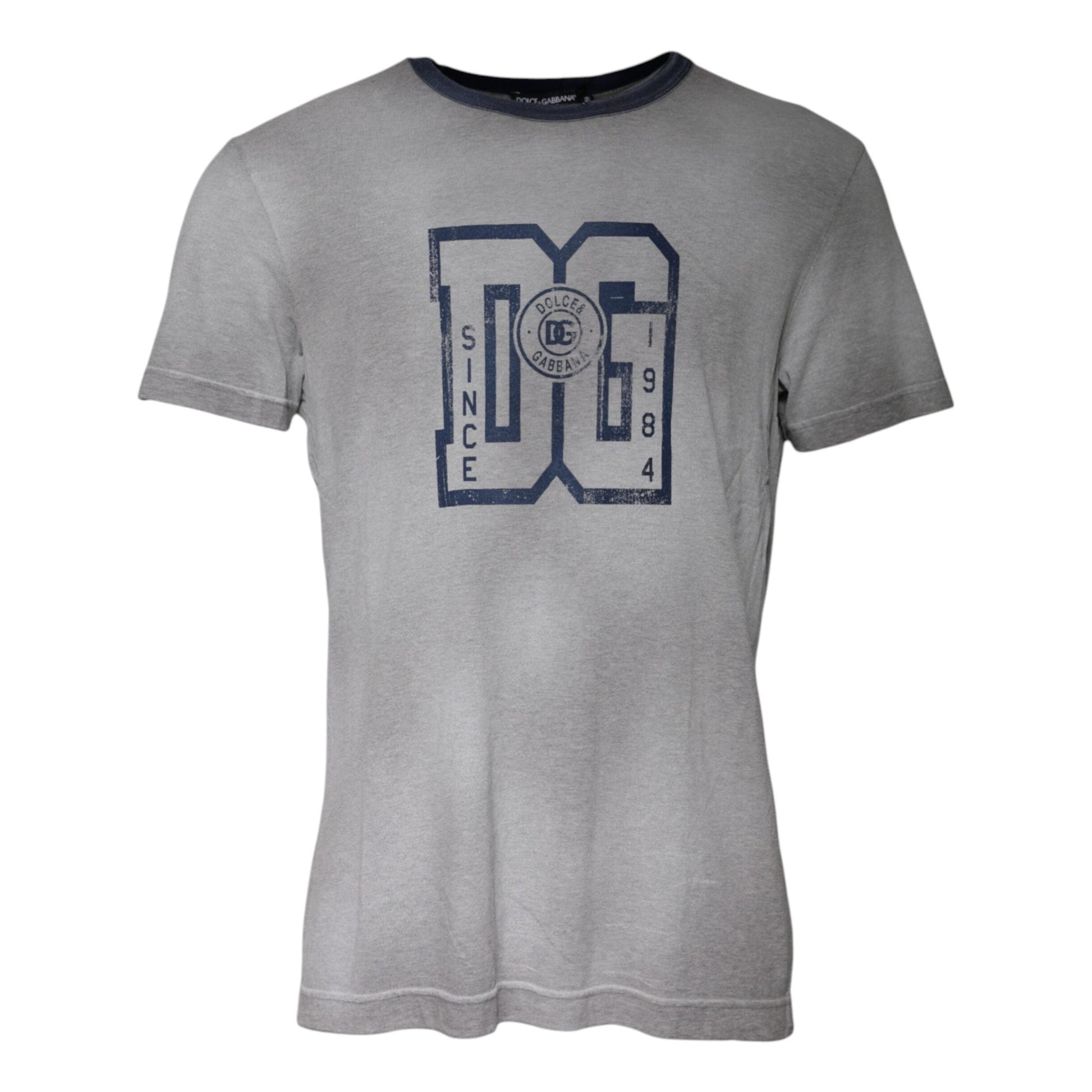 Dolce & Gabbana Gray Logo Print Cotton Crew Neck T-shirt Dolce & Gabbana