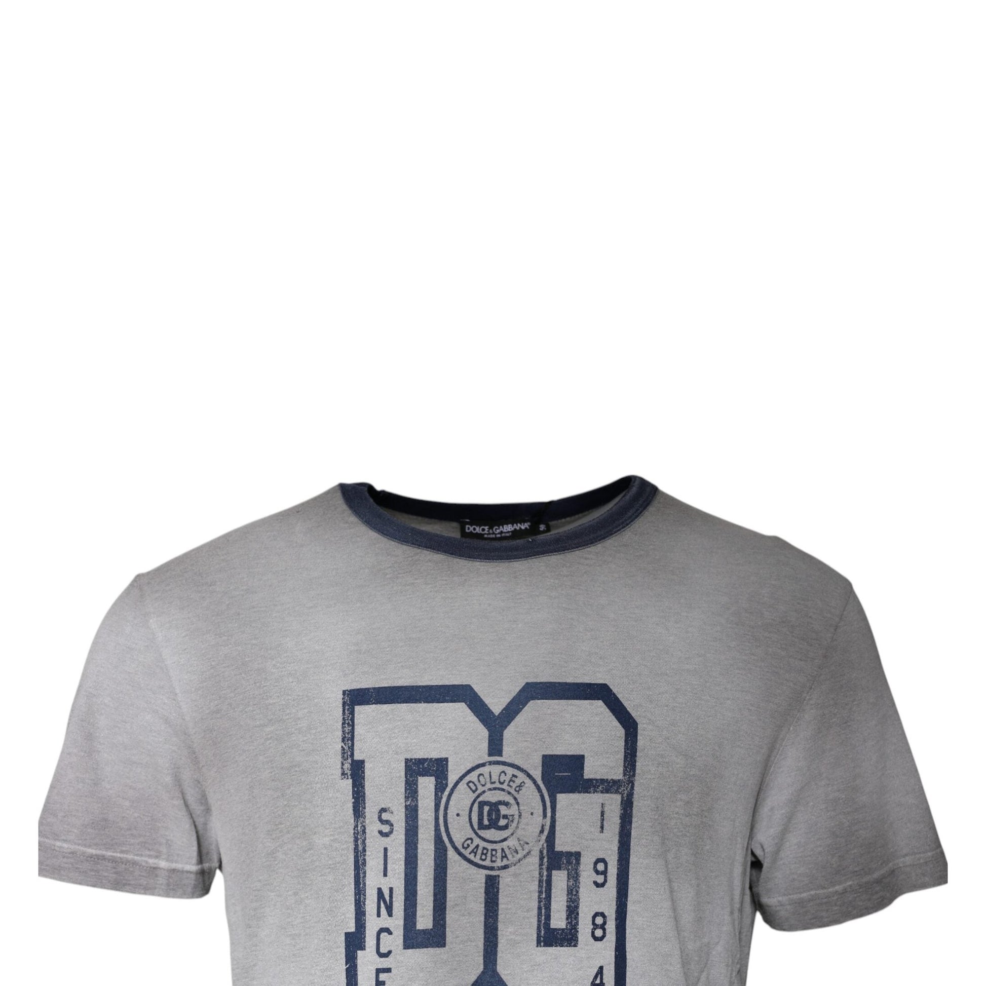 Dolce & Gabbana Gray Logo Print Cotton Crew Neck T-shirt Dolce & Gabbana