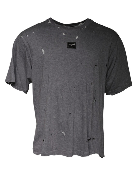Dolce & Gabbana Gray Logo Crew Neck Short Sleeves T-shirt Dolce & Gabbana
