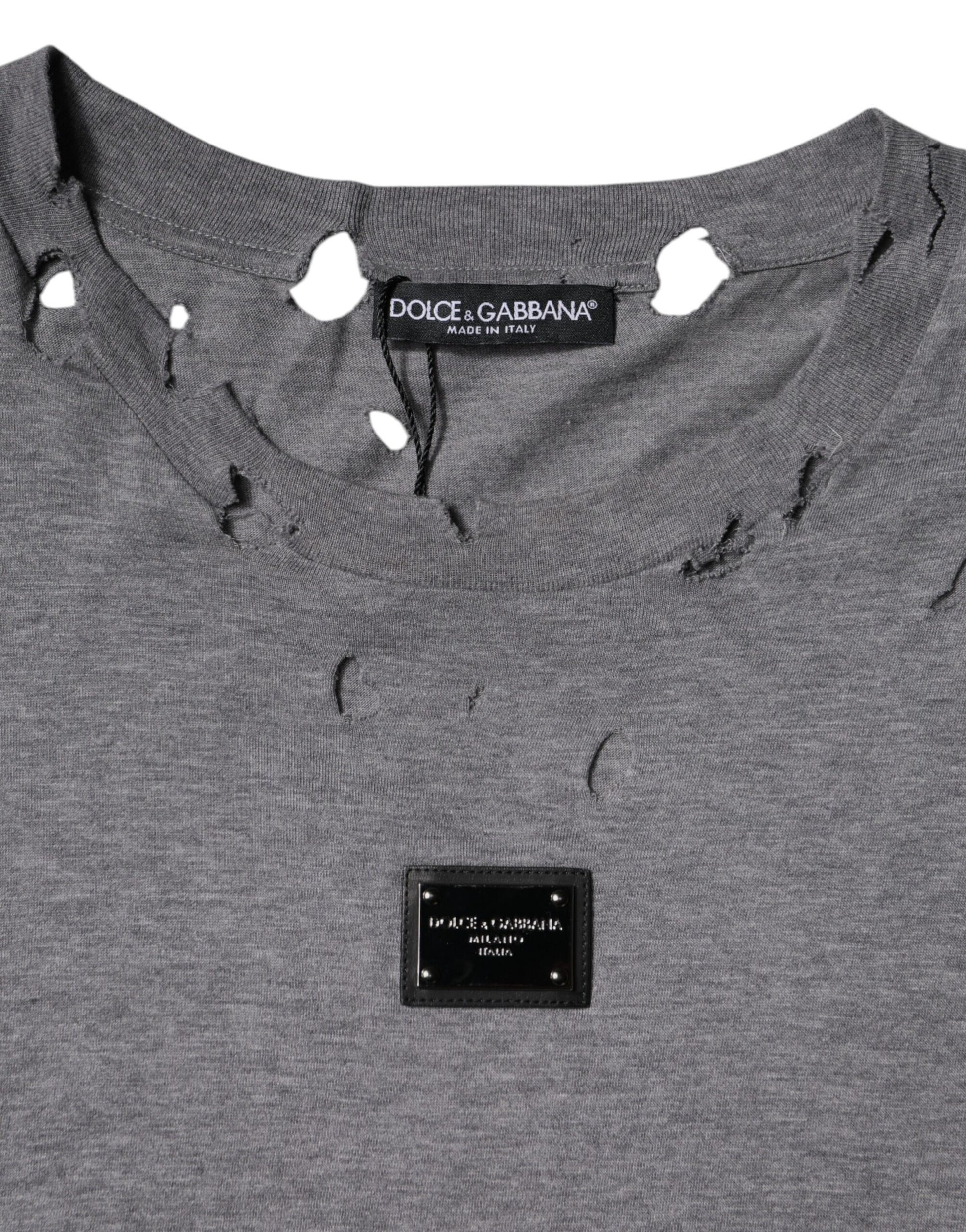 Dolce & Gabbana Gray Logo Crew Neck Short Sleeves T-shirt Dolce & Gabbana