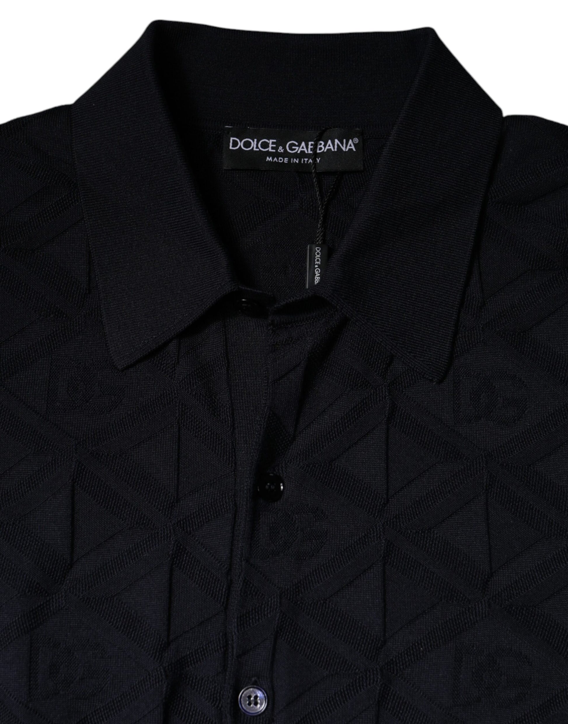 Dolce & Gabbana Black Silk Crew Neck Men Cardigan Sweater Dolce & Gabbana
