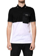 Dolce & Gabbana Black White Cotton Short Sleeves Polo T-shirt - Eljoys Fashion 
