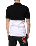 Dolce & Gabbana Black White Cotton Short Sleeves Polo T-shirt - Eljoys Fashion 