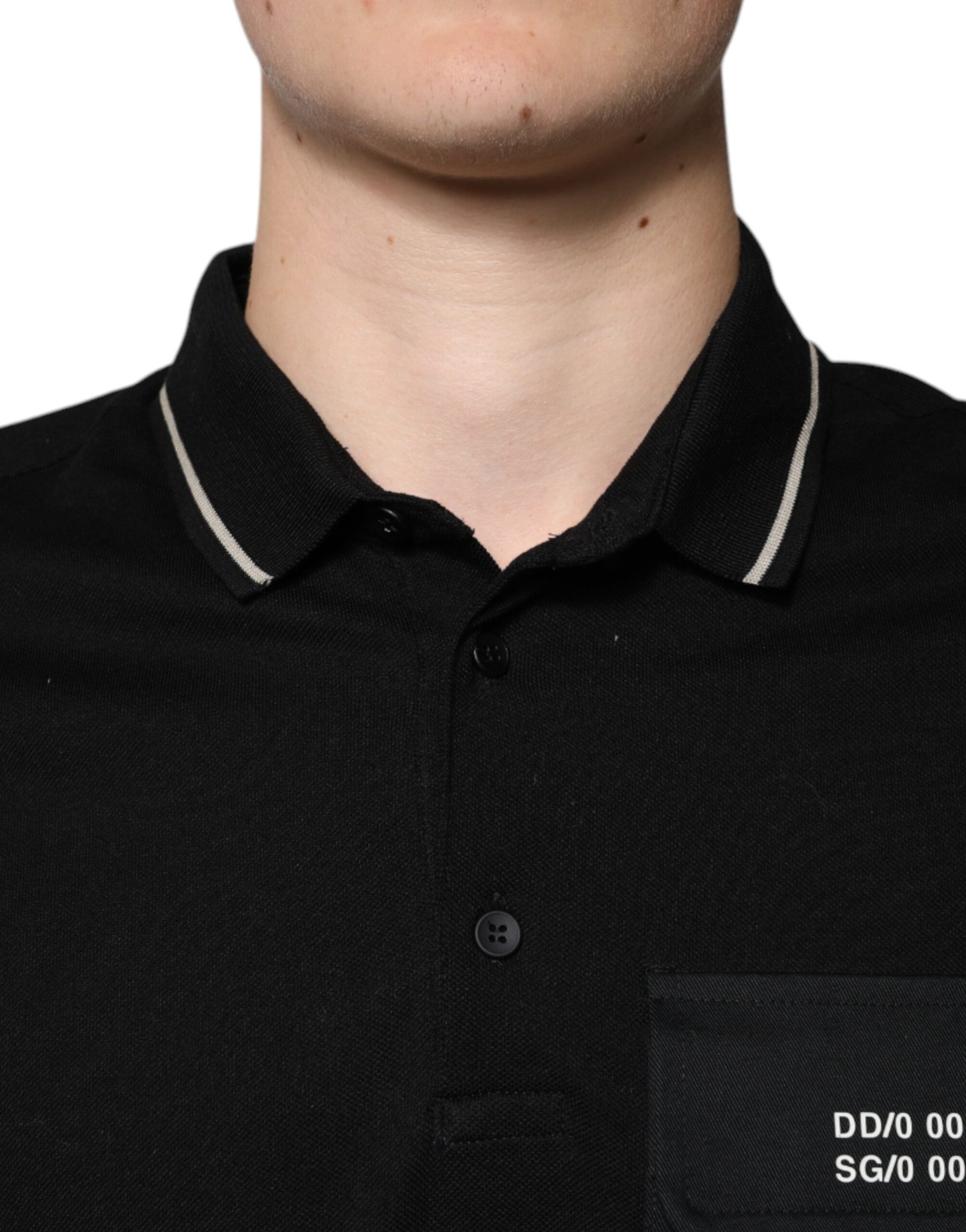 Dolce & Gabbana Black White Cotton Short Sleeves Polo T-shirt Dolce & Gabbana