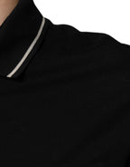 Dolce & Gabbana Black White Cotton Short Sleeves Polo T-shirt - Eljoys Fashion 