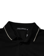 Dolce & Gabbana Black White Cotton Short Sleeves Polo T-shirt - Eljoys Fashion 