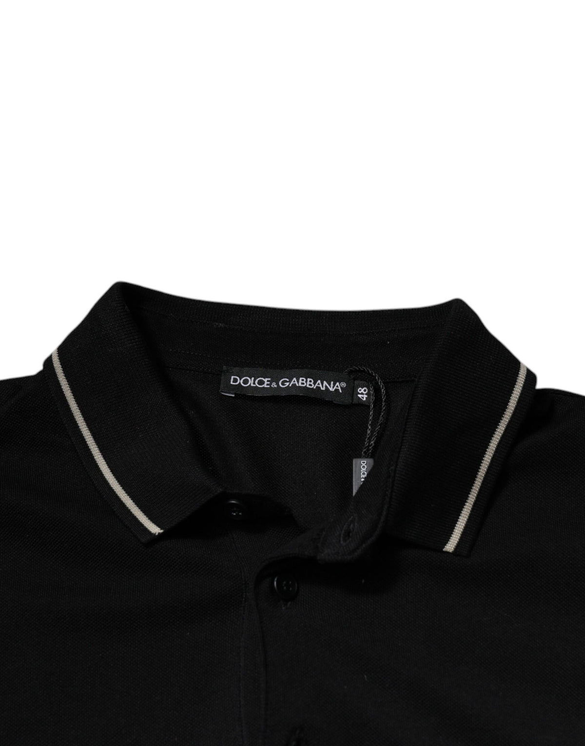 Dolce & Gabbana Black White Cotton Short Sleeves Polo T-shirt - Eljoys Fashion 