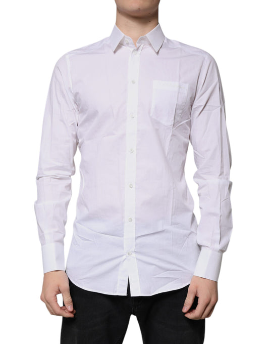 Dolce & Gabbana White Cotton Long Sleeves GOLD Dress Shirt Dolce & Gabbana