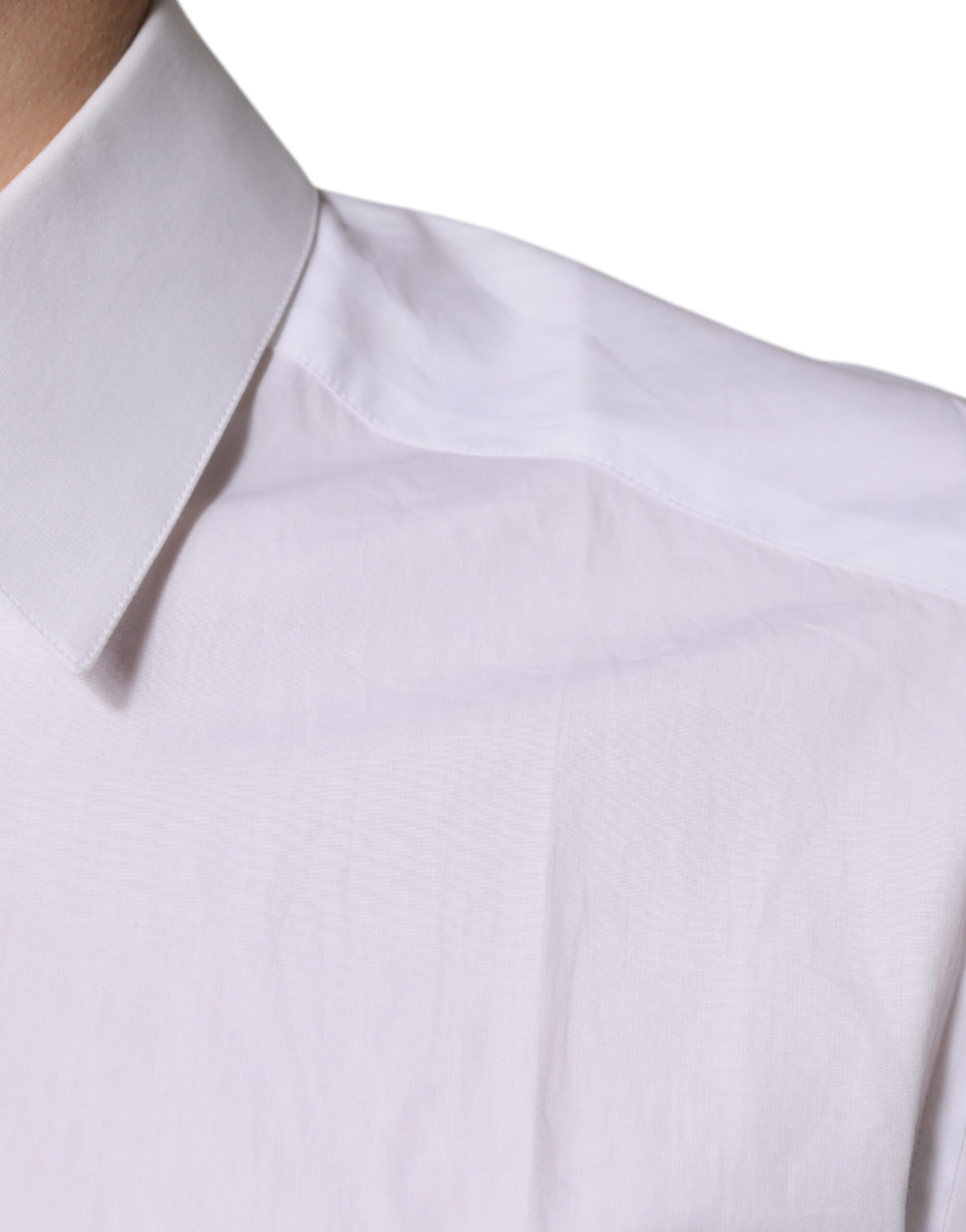 Dolce & Gabbana White Cotton Long Sleeves GOLD Dress Shirt Dolce & Gabbana