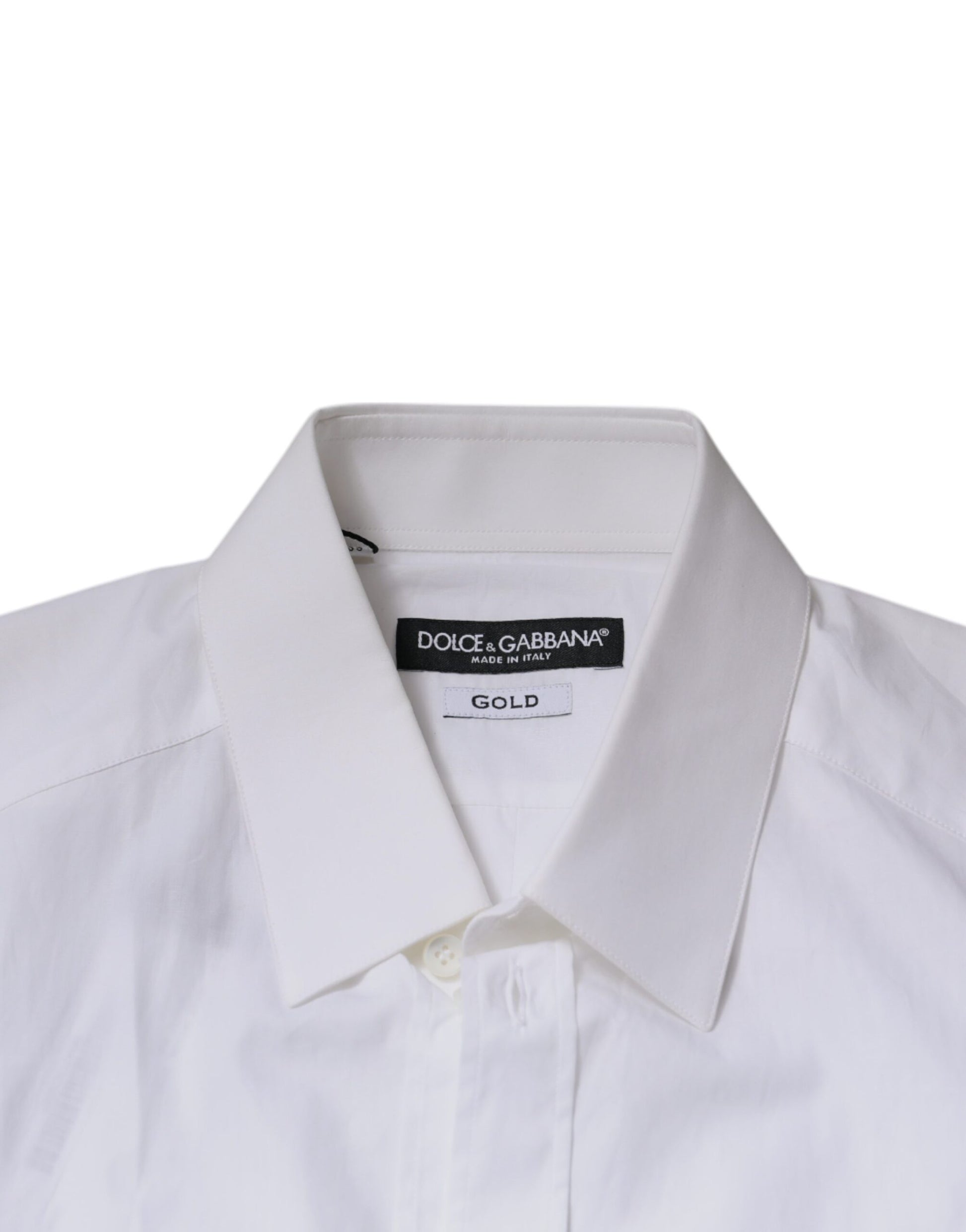 Dolce & Gabbana White Cotton Long Sleeves GOLD Dress Shirt Dolce & Gabbana