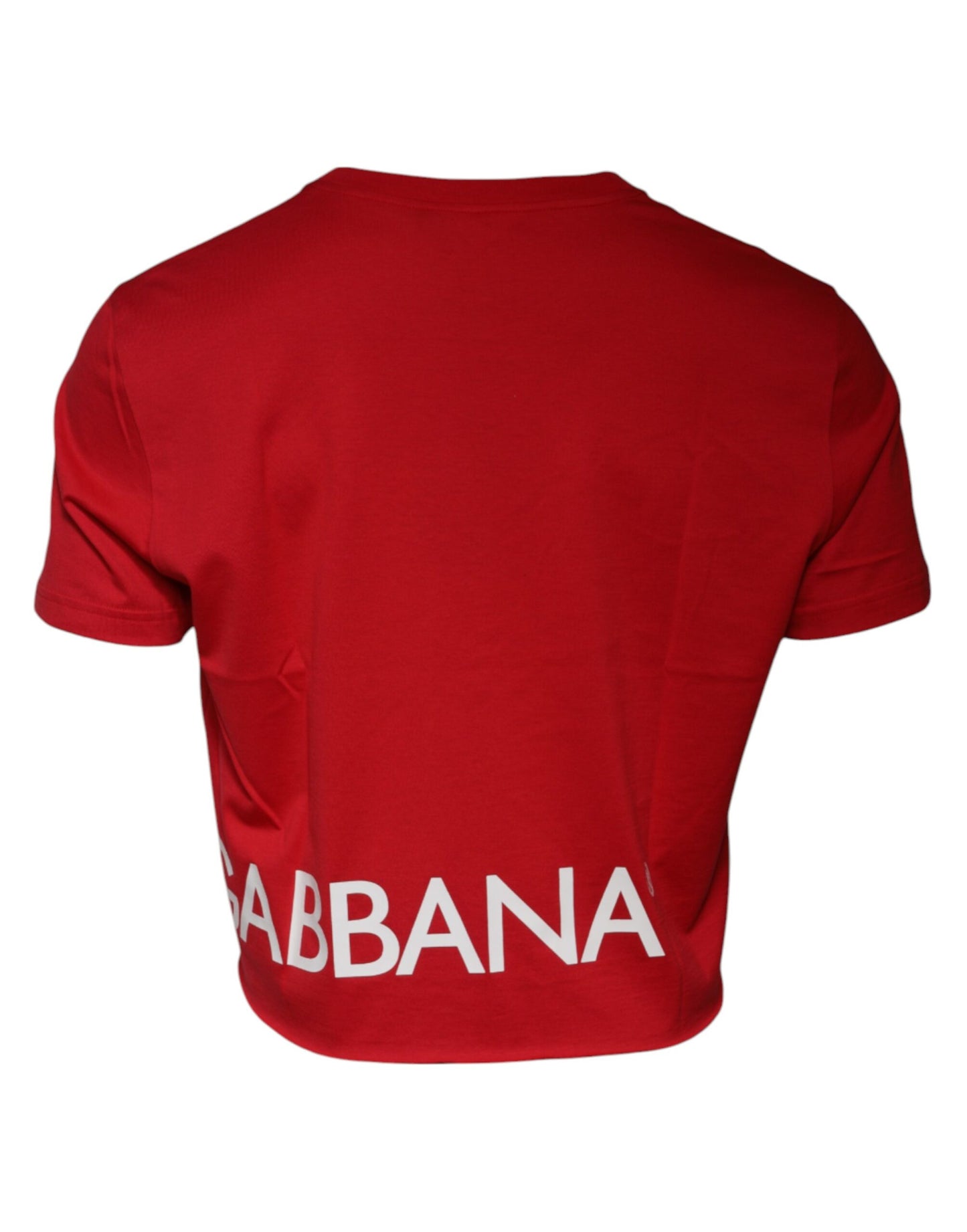 Dolce & Gabbana Red Logo Print Cropped Crew Neck T-shirt Dolce & Gabbana