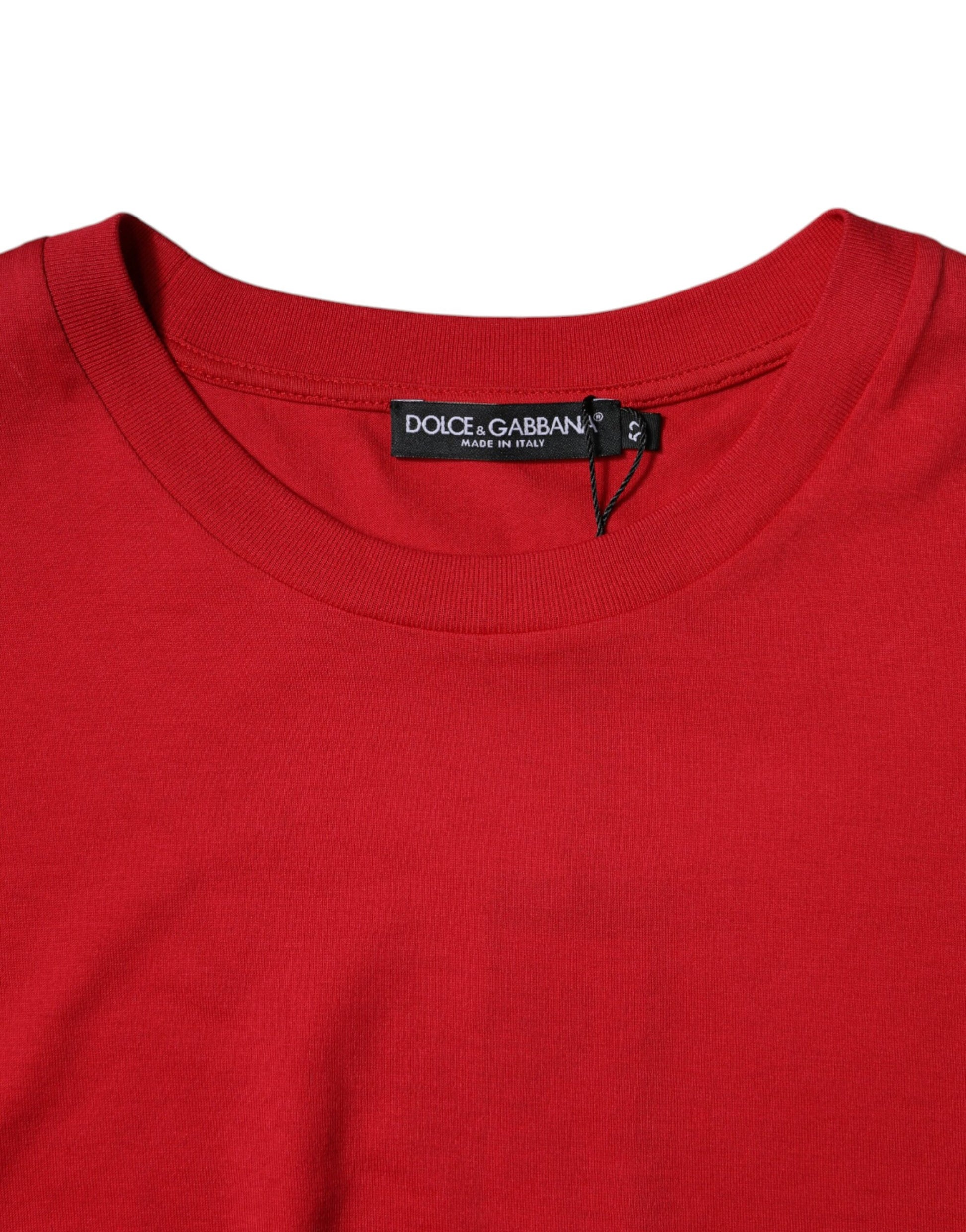 Dolce & Gabbana Red Logo Print Cropped Crew Neck T-shirt Dolce & Gabbana