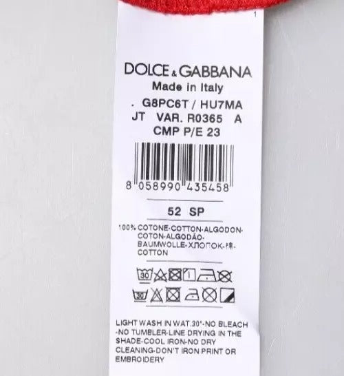 Dolce & Gabbana Red Logo Print Cropped Crew Neck T-shirt Dolce & Gabbana