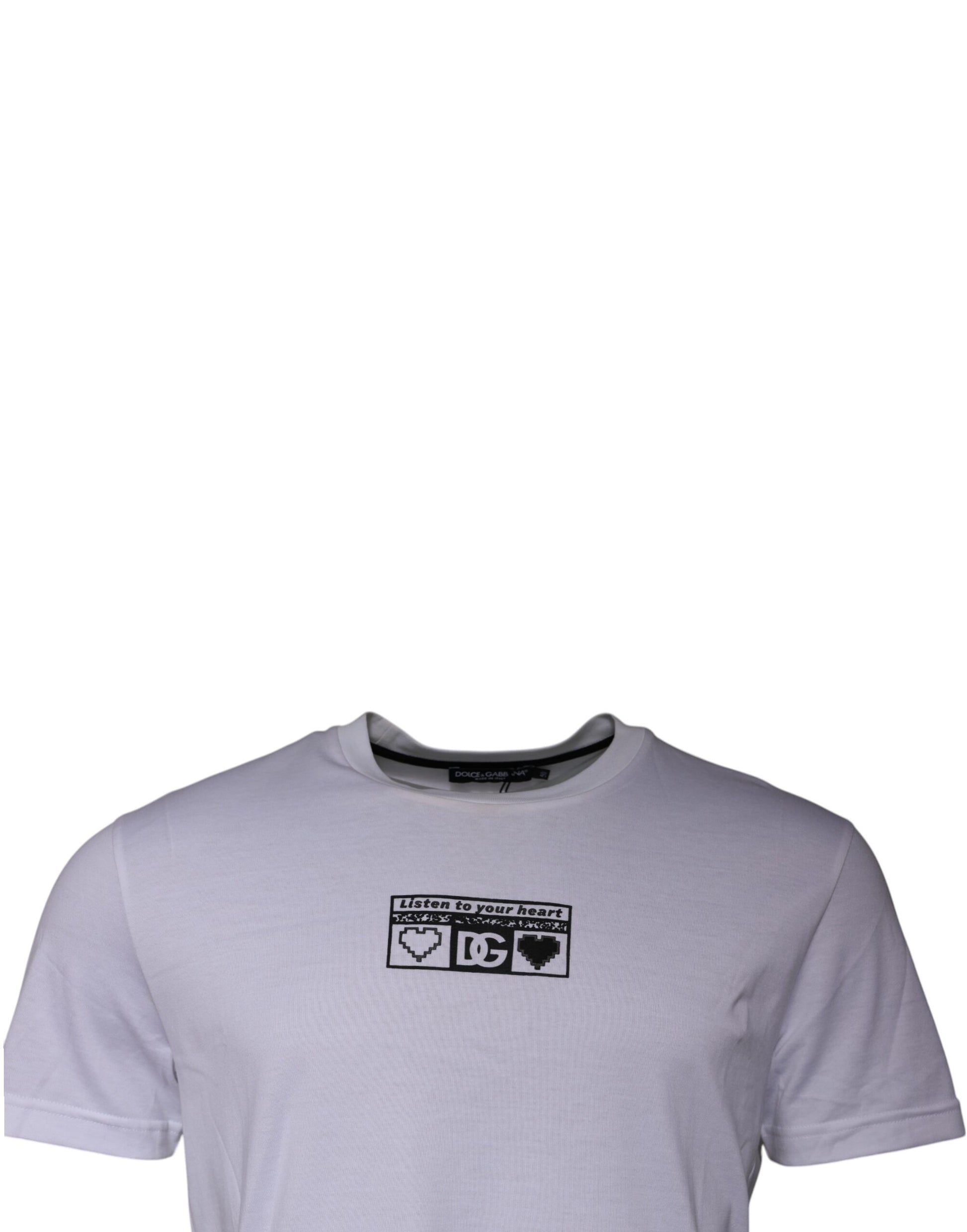 Dolce & Gabbana White Logo Print Cotton Crew Neck T-shirt Dolce & Gabbana