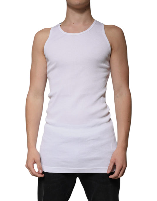Dolce & Gabbana White Cotton Sleeveless Round Neck Tank T-shirt Dolce & Gabbana