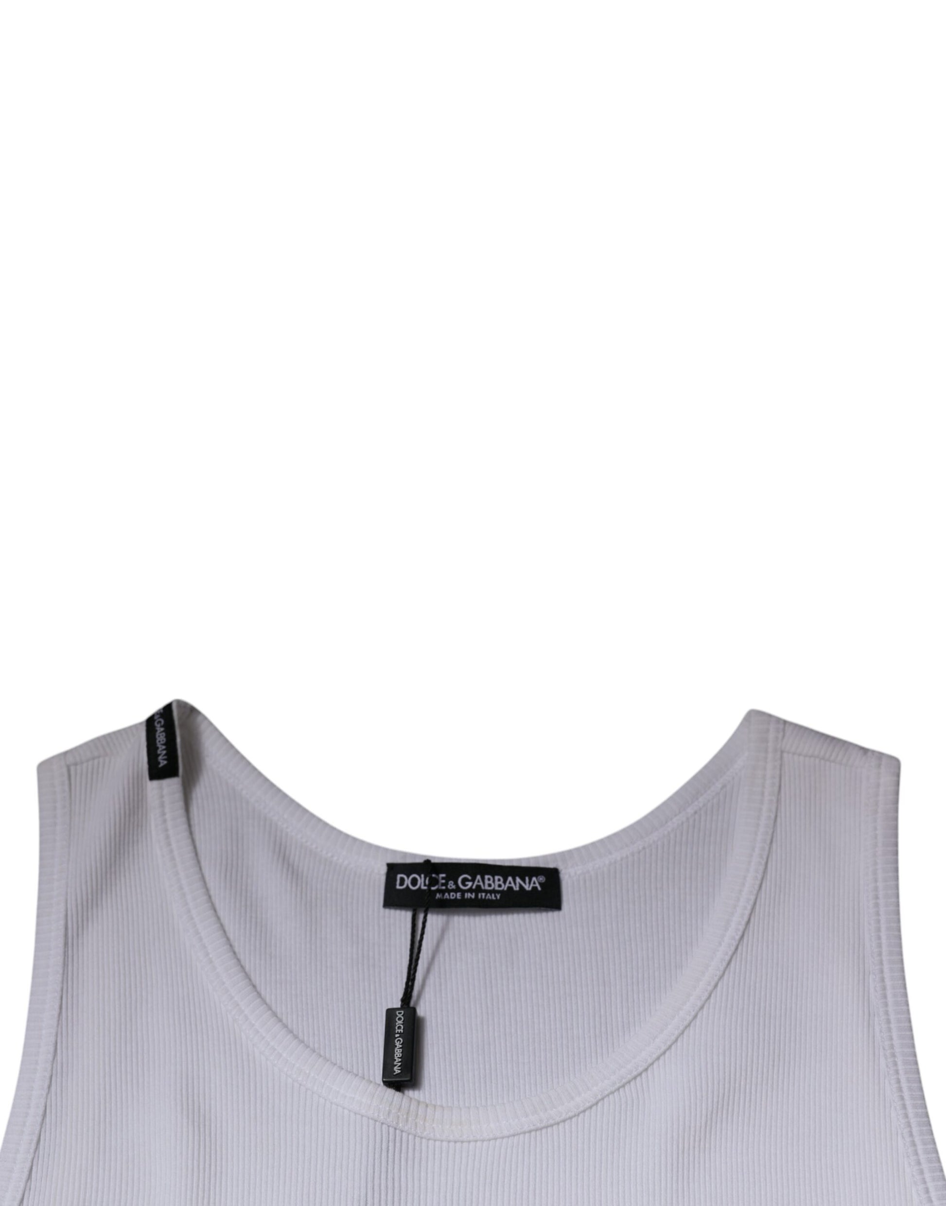 Dolce & Gabbana White Cotton Sleeveless Round Neck Tank T-shirt Dolce & Gabbana