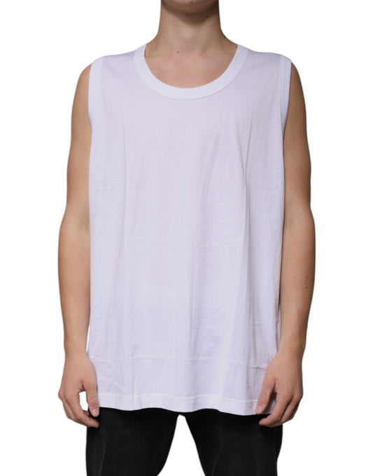 Dolce & Gabbana White Cotton Sleeveless Round Neck Tank T-shirt Dolce & Gabbana