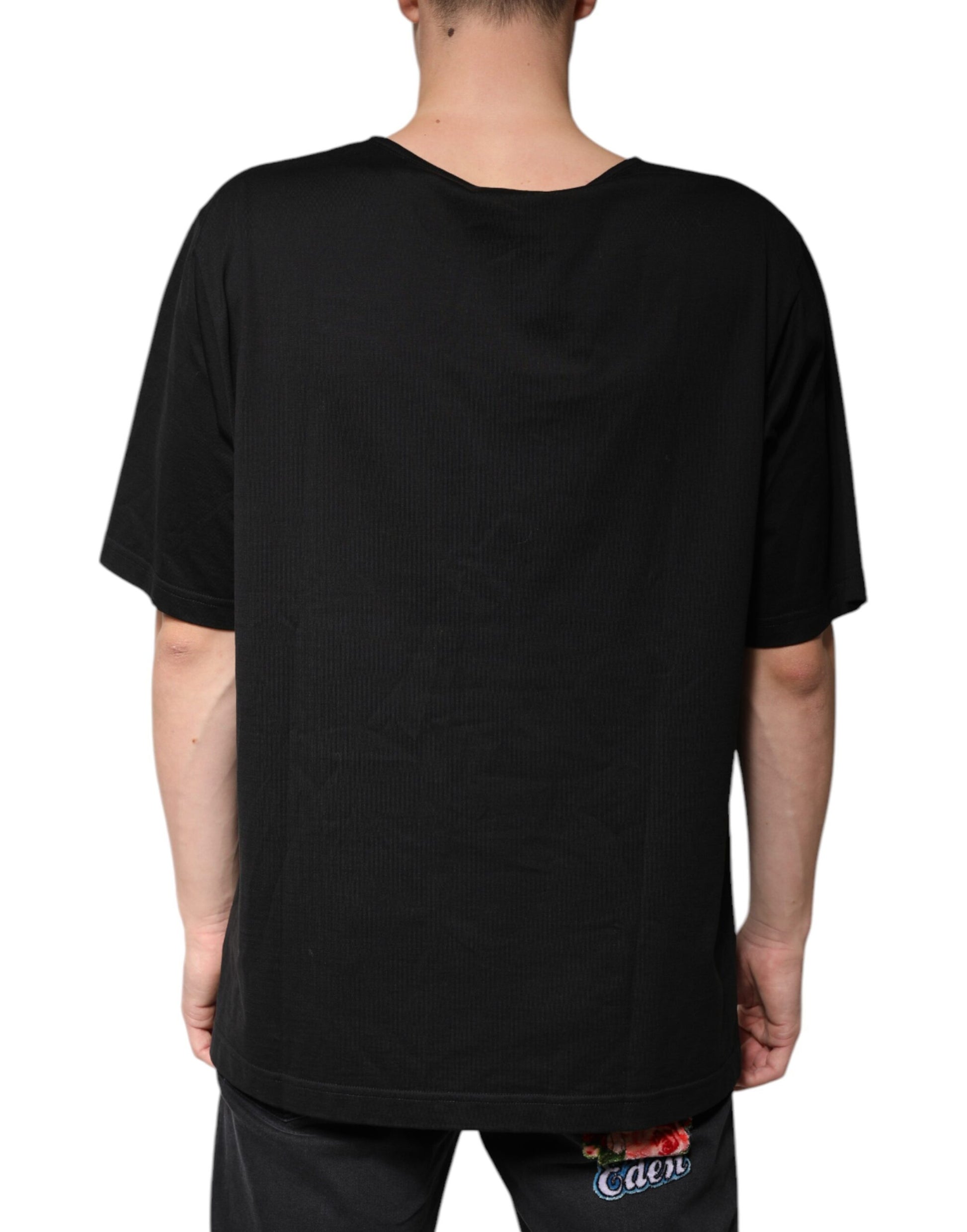Dolce & Gabbana Black Cotton V-neck Short Sleeves T-shirt Dolce & Gabbana