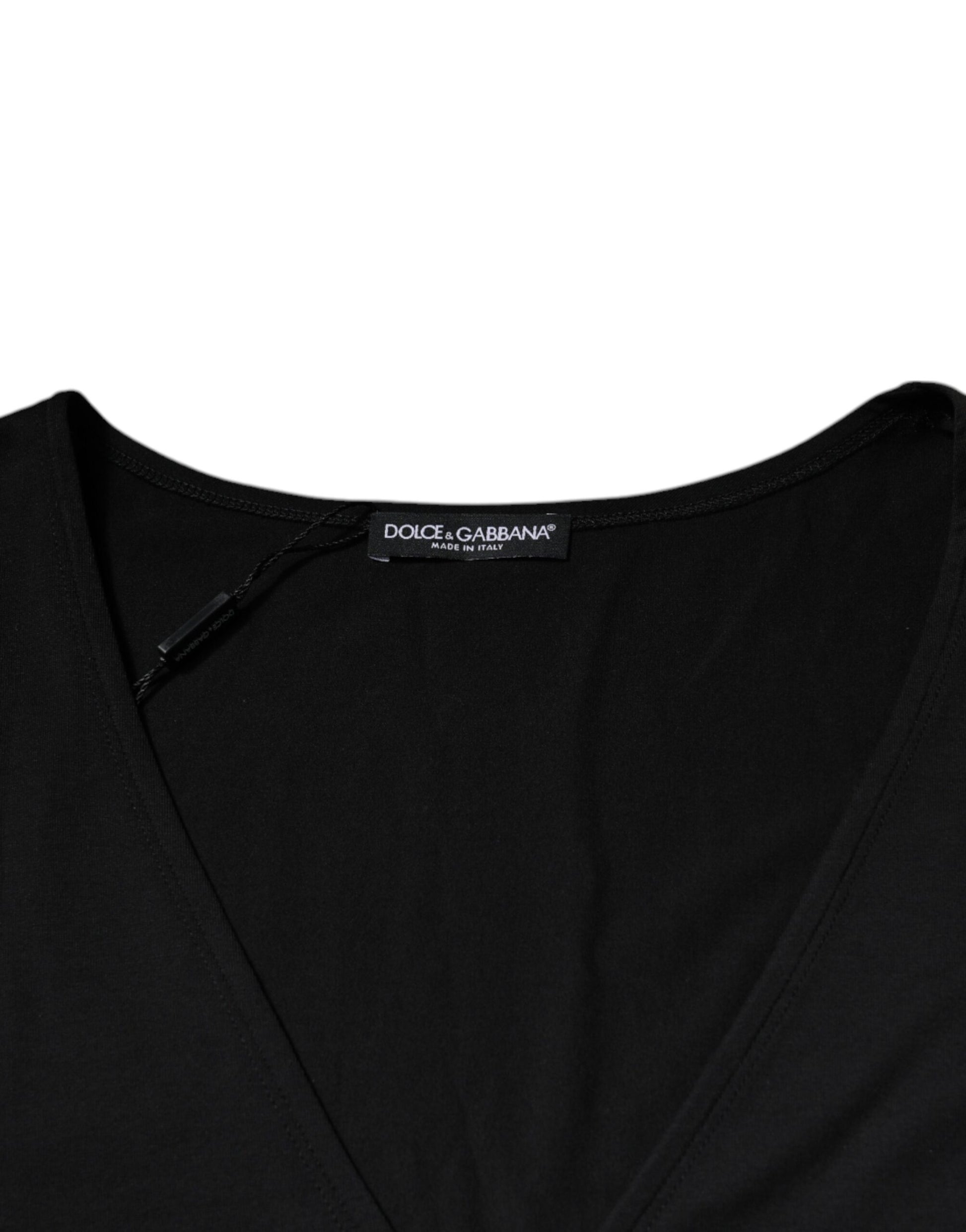 Dolce & Gabbana Black Cotton V-neck Short Sleeves T-shirt Dolce & Gabbana
