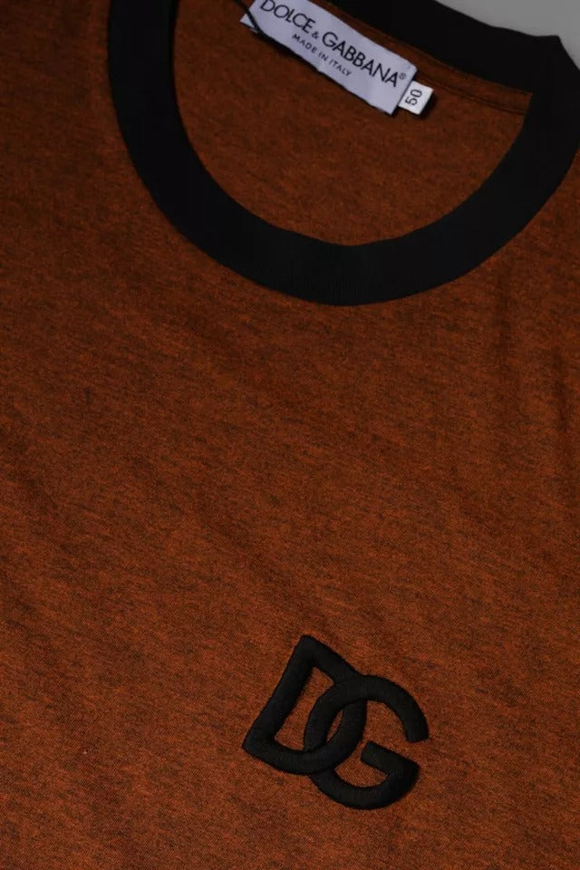 Dolce & Gabbana Brown DG Logo Polyester Crew Neck T-shirt - Eljoys Fashion 