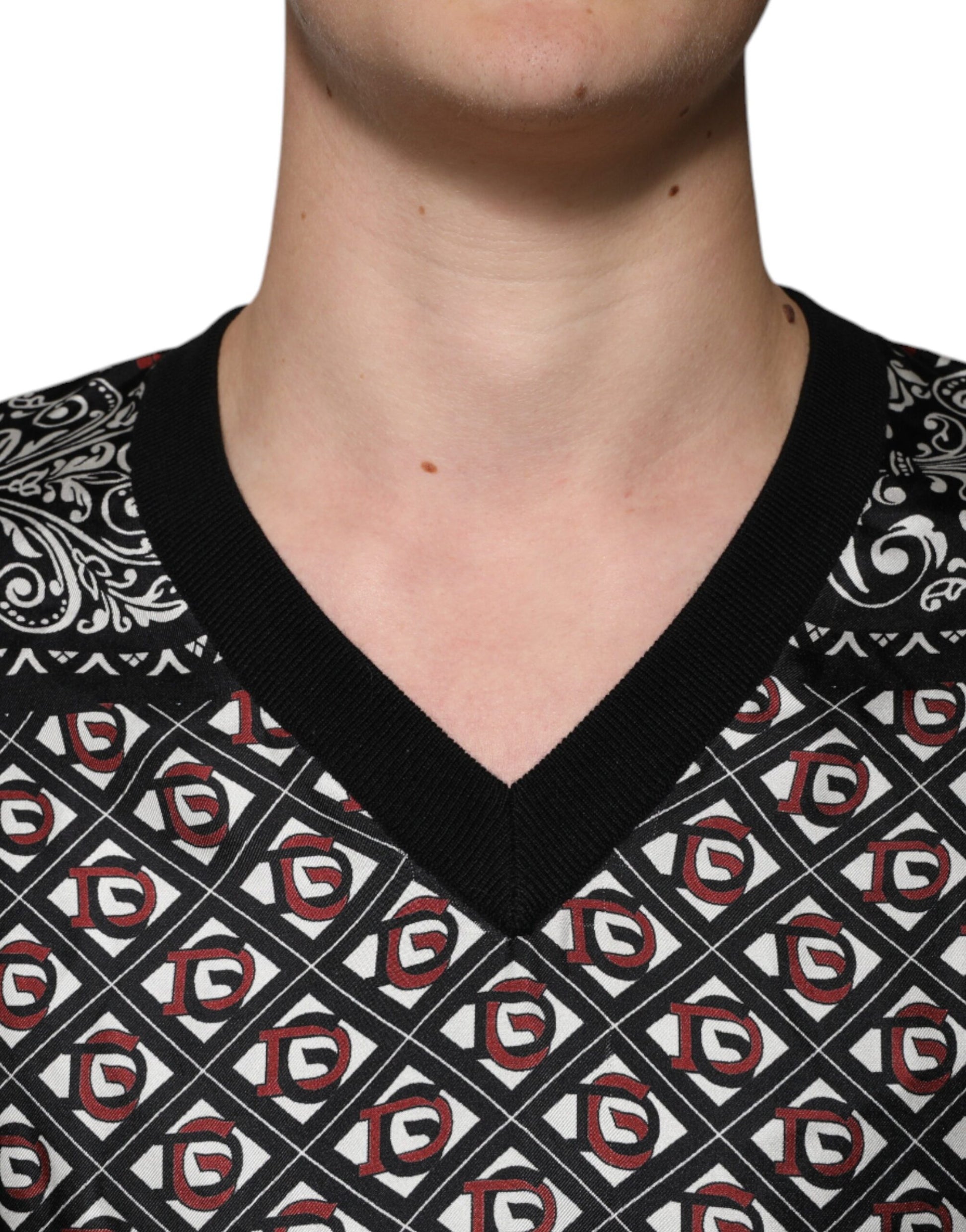 Dolce & Gabbana Black Logo Wool V-neck Pullover Sweater Dolce & Gabbana