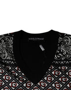 Dolce & Gabbana Black Logo Wool V-neck Pullover Sweater - Eljoys Fashion 