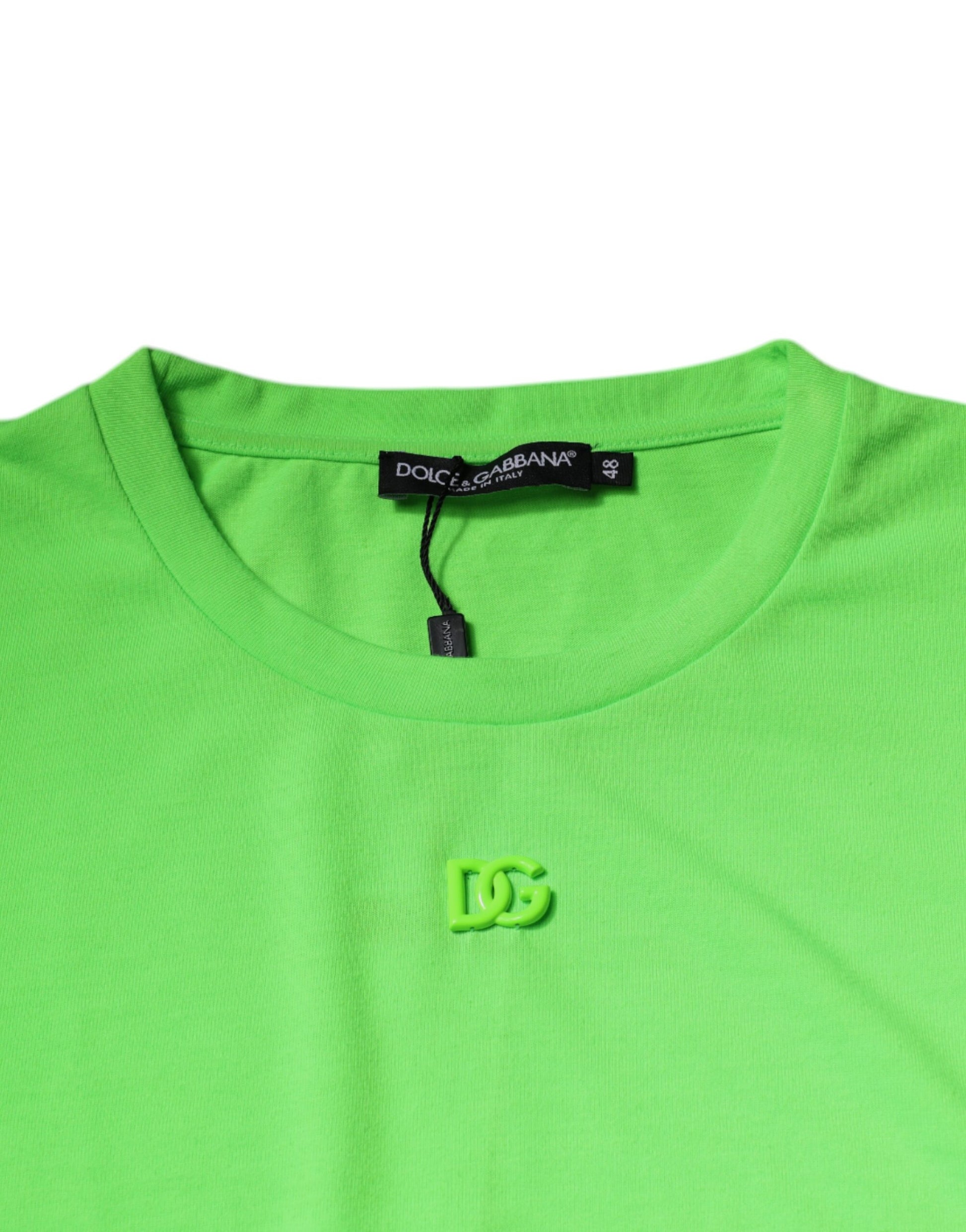 Dolce & Gabbana Green Logo Polyester Crew Neck T-shirt Dolce & Gabbana