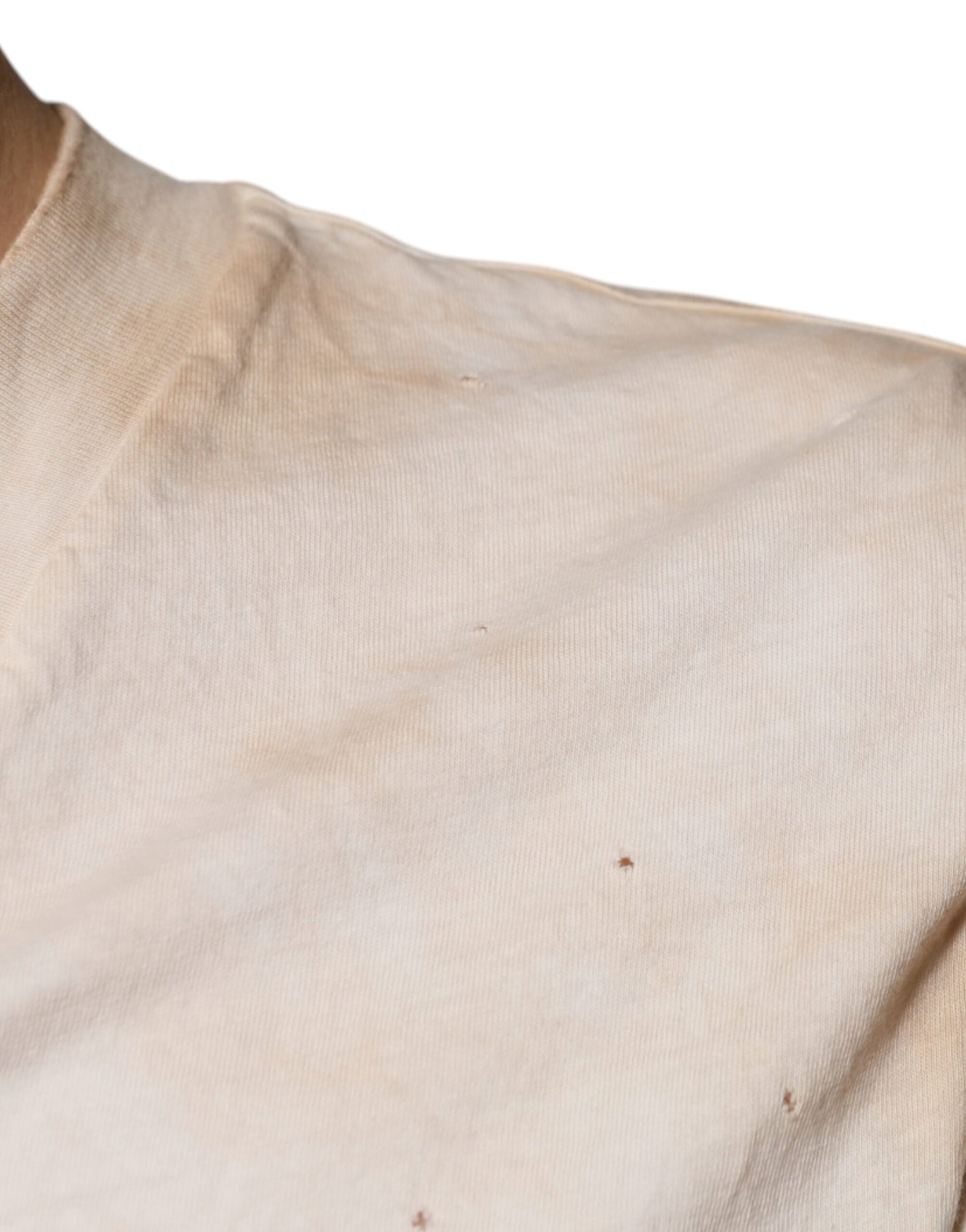Dolce & Gabbana Beige Graphic Print Cotton V-neck T-shirt Dolce & Gabbana