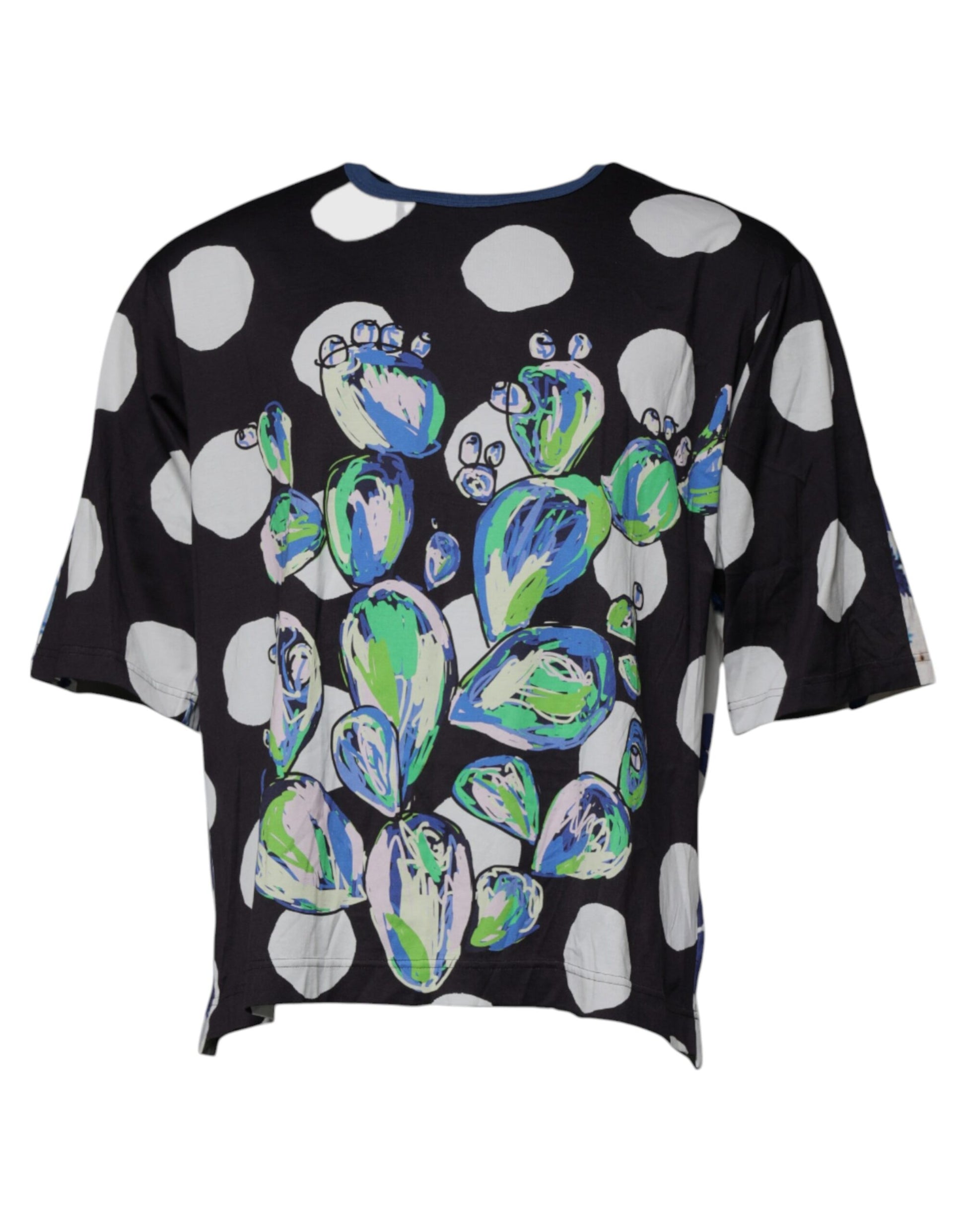Dolce & Gabbana Black White Printed Cotton Crew Neck T-shirt Dolce & Gabbana