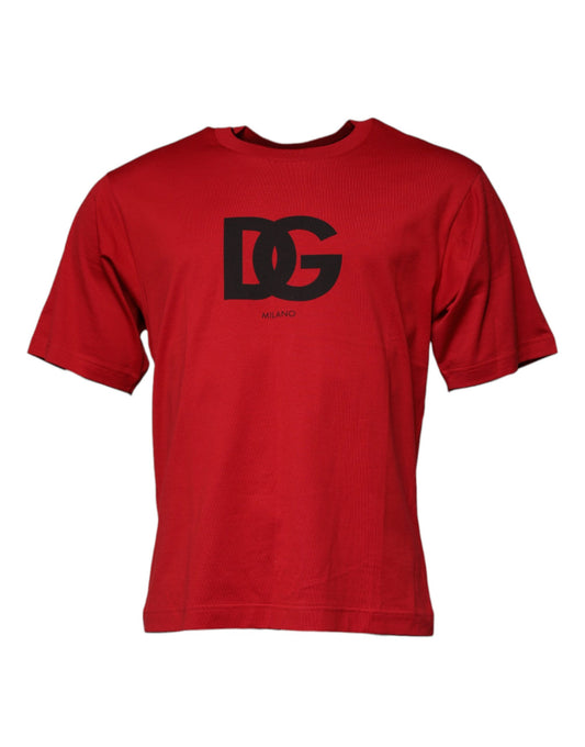 Dolce & Gabbana Red Logo Print Cotton Crew Neck T-shirt Dolce & Gabbana