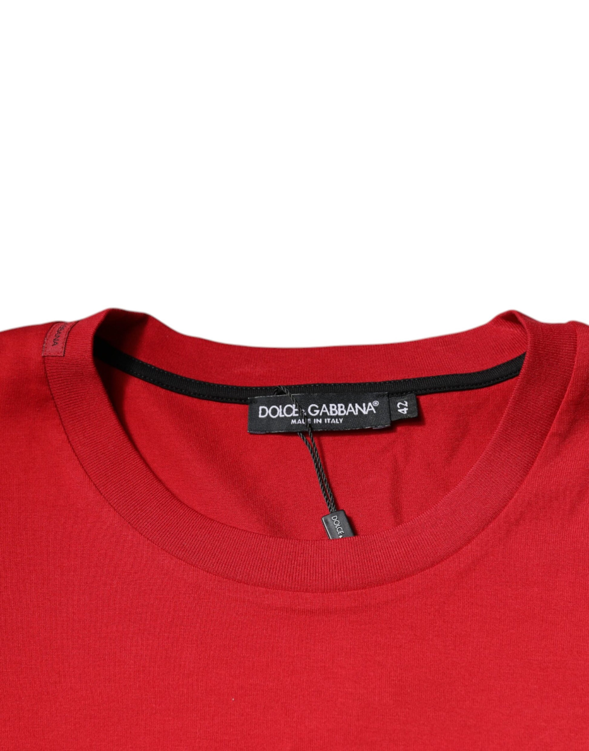 Dolce & Gabbana Red Logo Print Cotton Crew Neck T-shirt Dolce & Gabbana