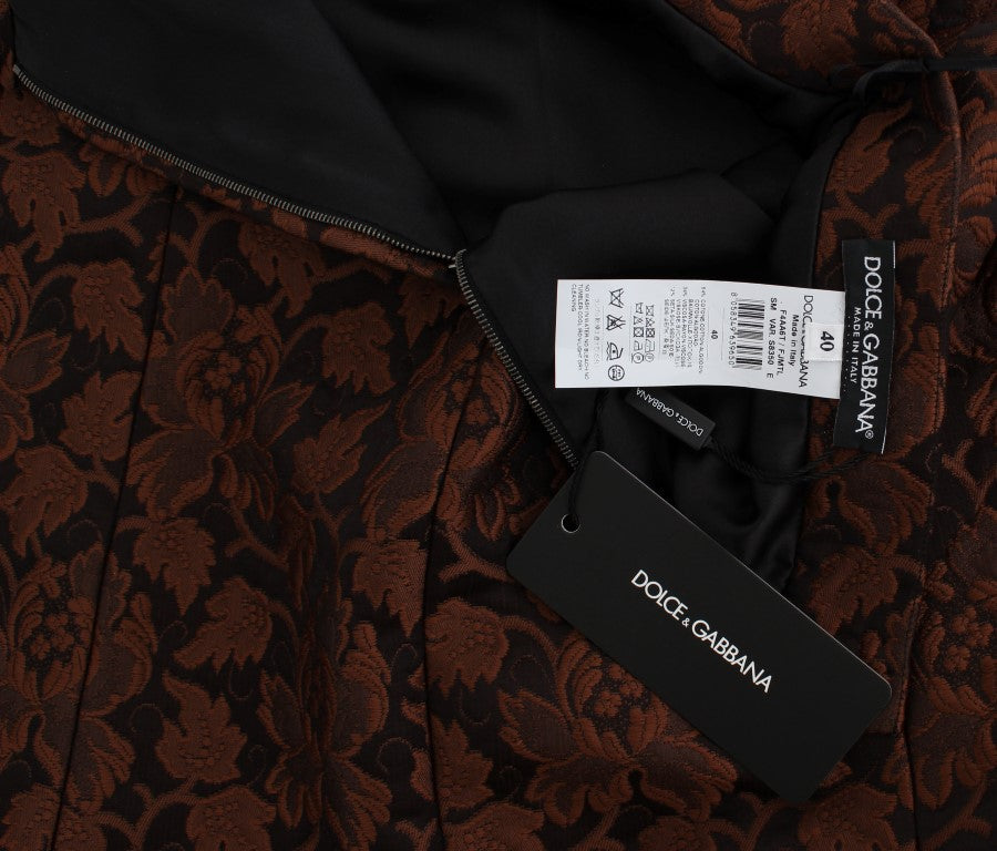 Dolce & Gabbana Brown Floral Brocade Mini Bubble Skirt Dolce & Gabbana