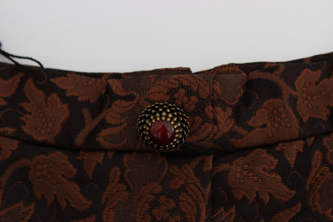 Dolce & Gabbana Brown Floral Brocade Mini Bubble Skirt Dolce & Gabbana