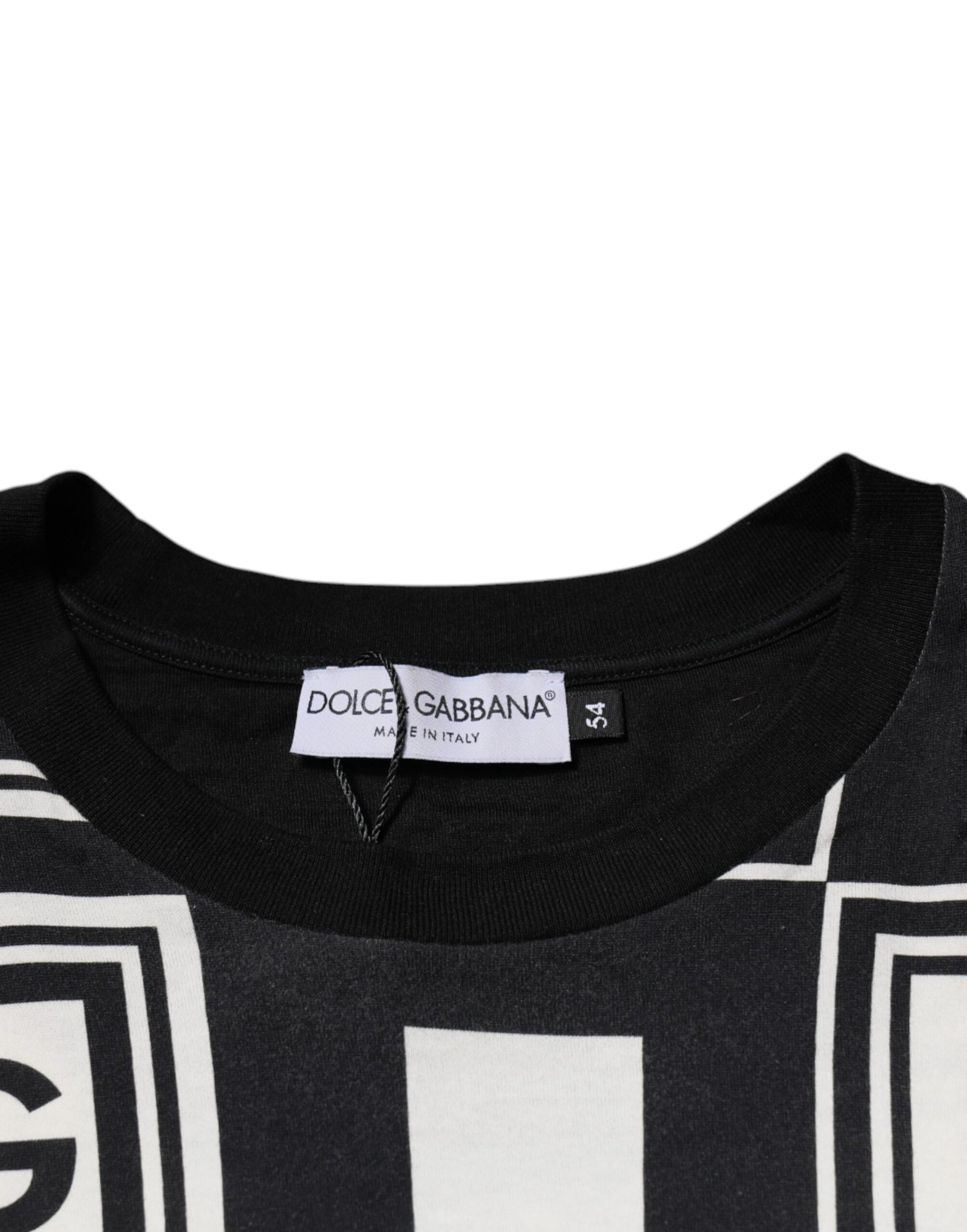 Dolce & Gabbana Black Logo Monogram Cotton Crew Neck T-shirt Dolce & Gabbana