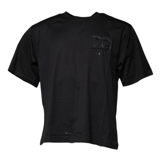 Dolce & Gabbana Black DG Logo Print Cotton Crew Neck T-shirt Dolce & Gabbana