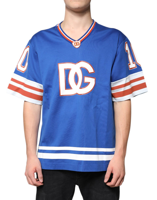 Dolce & Gabbana Blue Logo V-neck Short Sleeve T-shirt Dolce & Gabbana