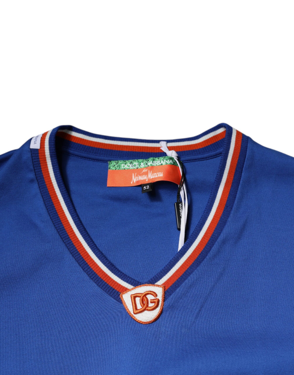 Dolce & Gabbana Blue Logo V-neck Short Sleeve T-shirt - Eljoys Fashion 