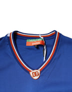 Dolce & Gabbana Blue Logo V-neck Short Sleeve T-shirt - Eljoys Fashion 
