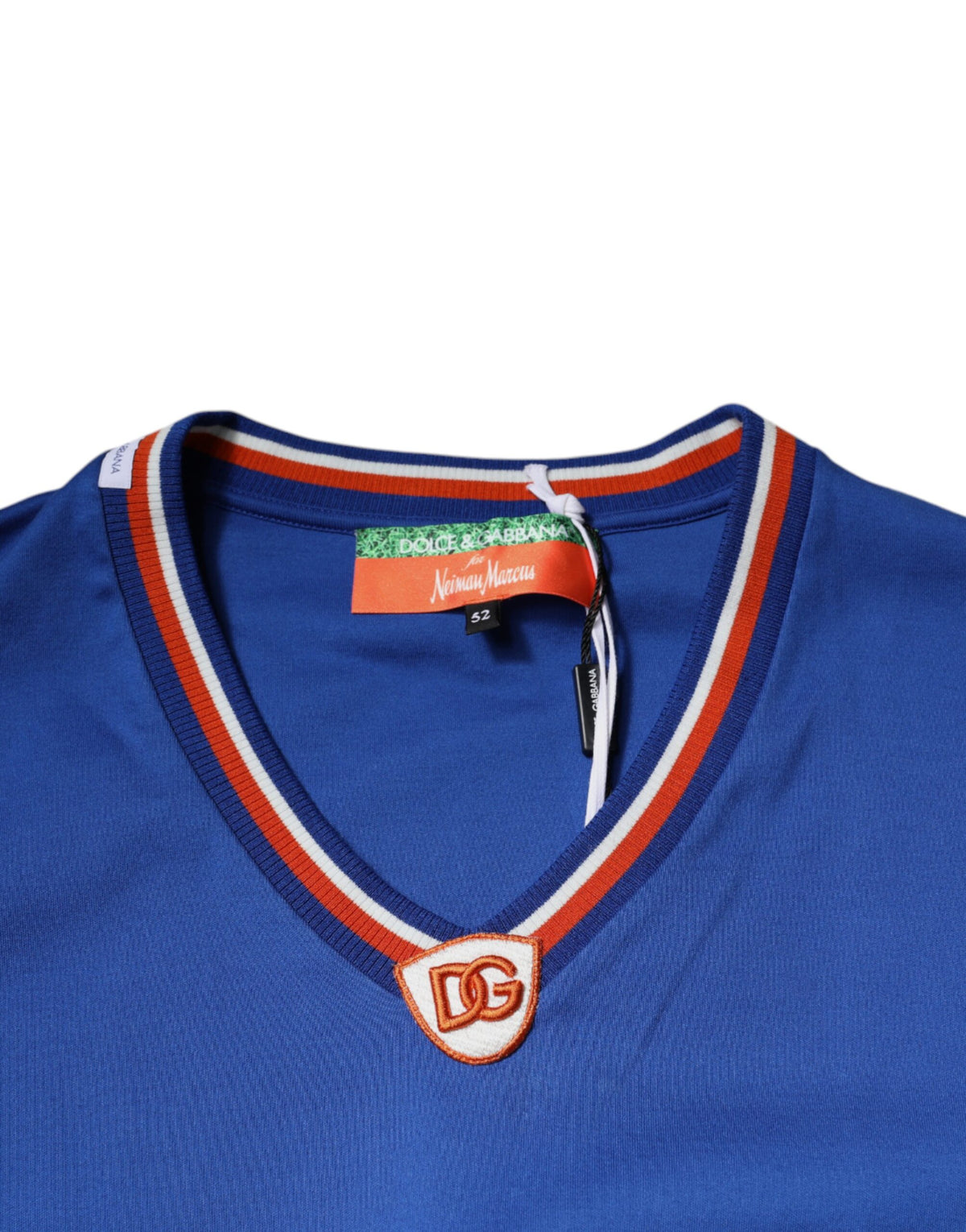 Dolce & Gabbana Blue Logo V-neck Short Sleeve T-shirt - Eljoys Fashion 