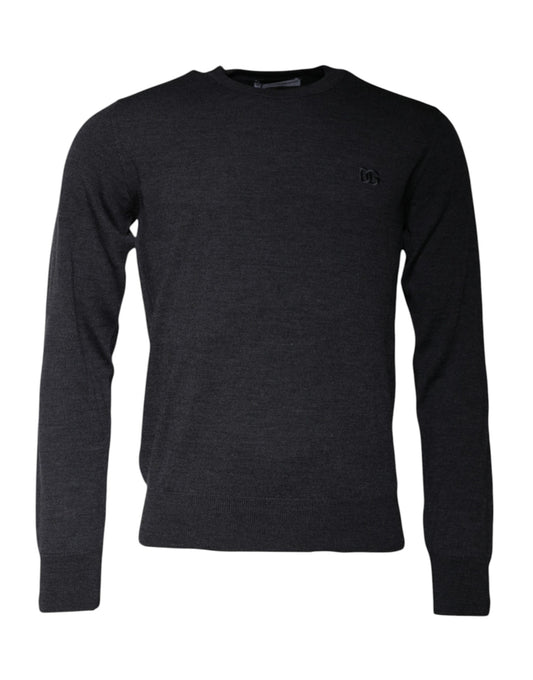 Dolce & Gabbana Dark Gray DG Logo Crew Neck Pullover Sweater Dolce & Gabbana