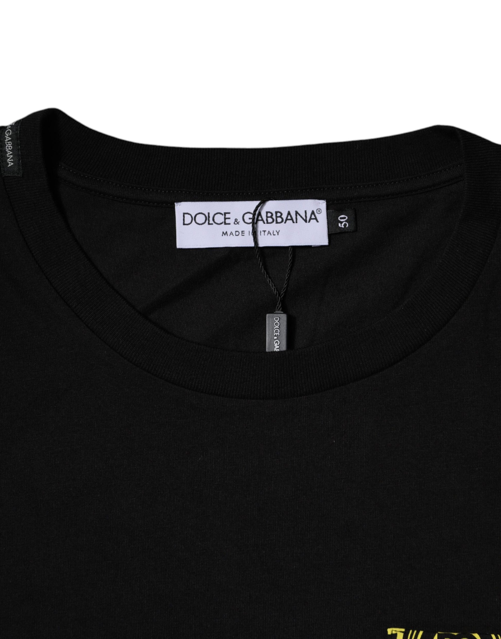Dolce & Gabbana Black Logo Print Cotton Short Sleeve T-shirt Dolce & Gabbana