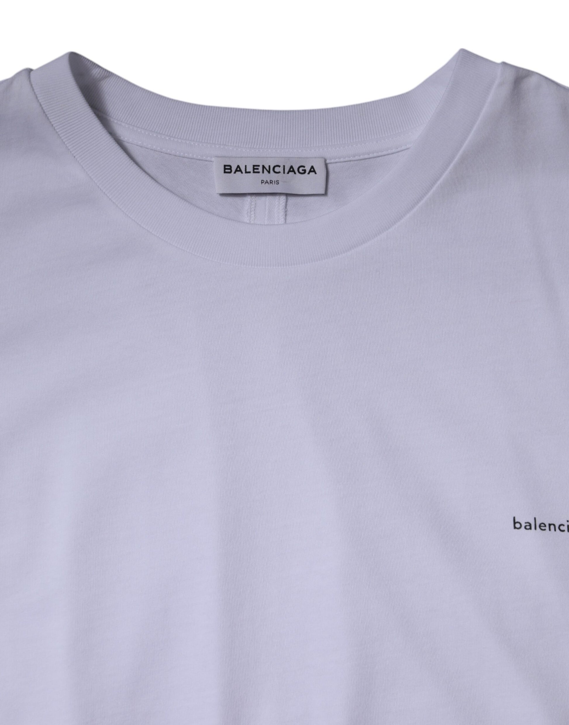 Balenciaga White Logo Cotton Crew Neck Short Sleeves T-shirt Balenciaga
