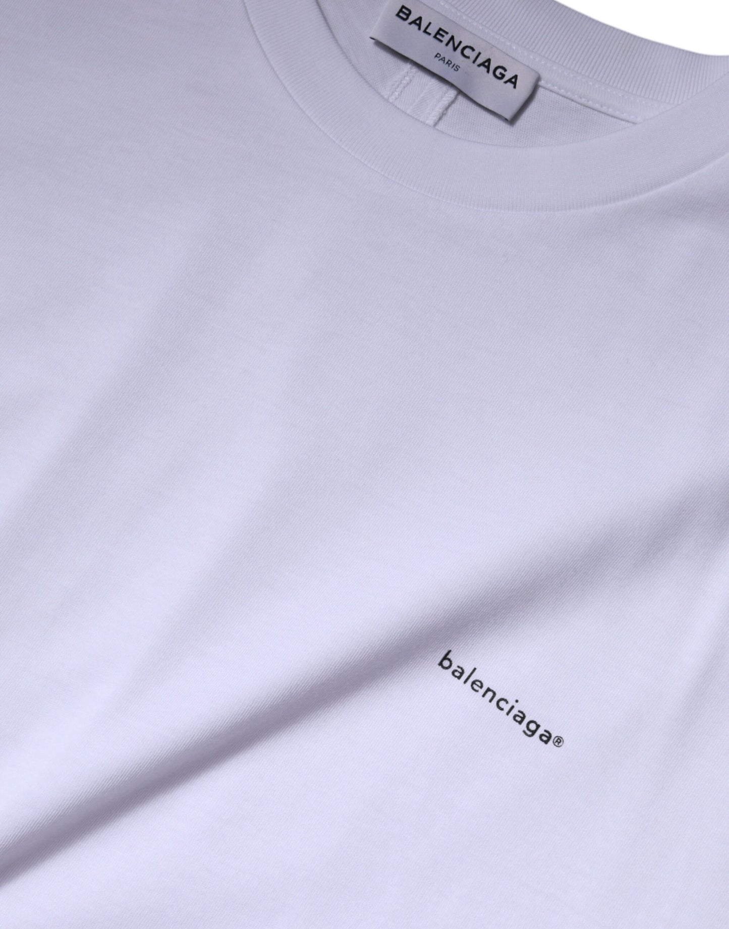 Balenciaga White Logo Cotton Crew Neck Short Sleeves T-shirt Balenciaga