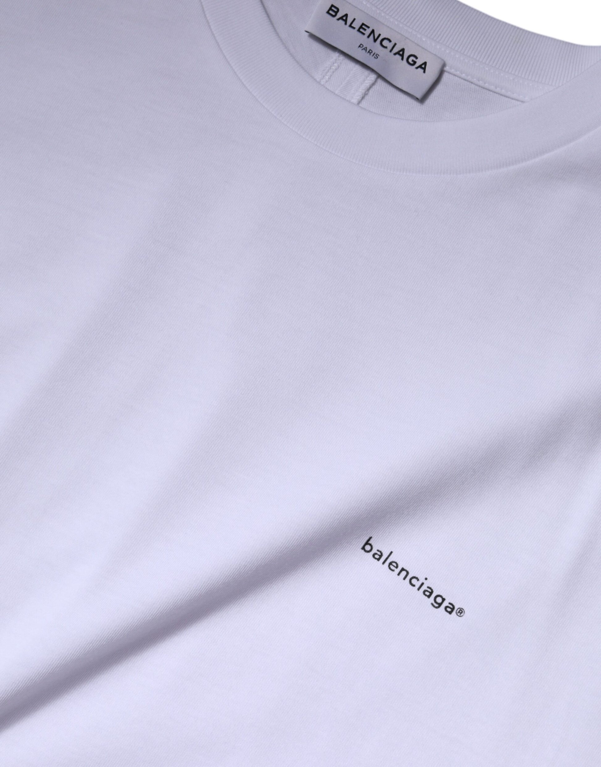 Balenciaga White Logo Cotton Crew Neck Short Sleeves T-shirt Balenciaga
