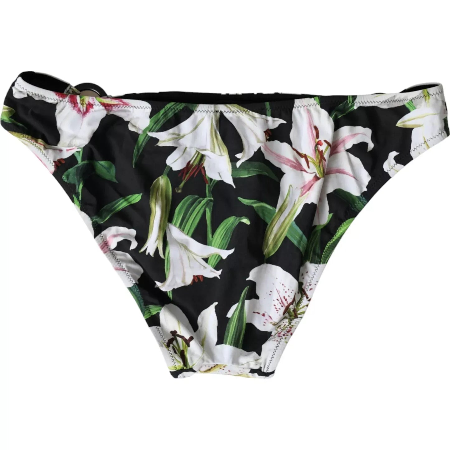 Dolce & Gabbana Black Lily Print Swimwear Bottom Beachwear Bikini Dolce & Gabbana
