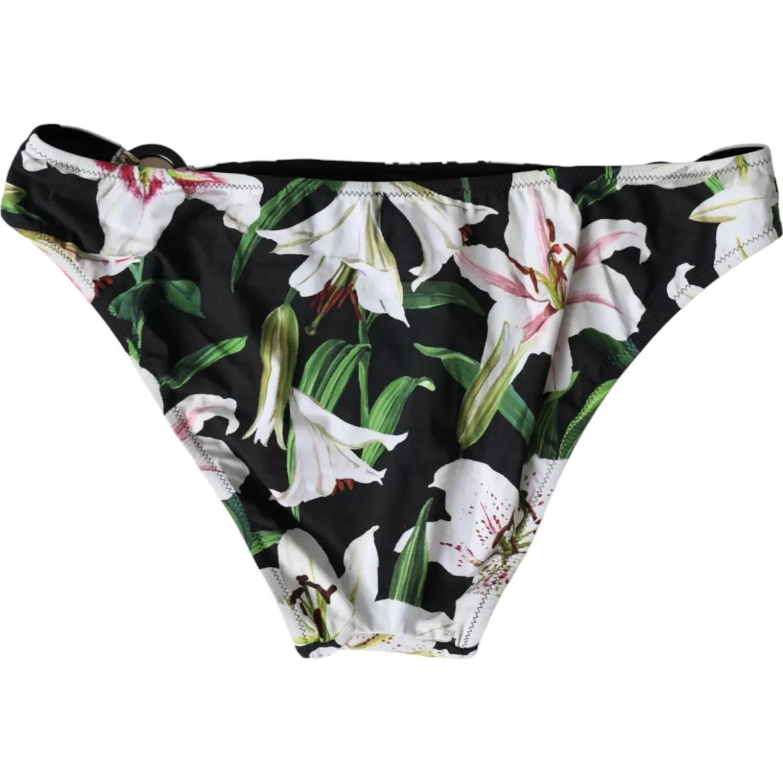 Dolce & Gabbana Black Lily Print Swimwear Bottom Beachwear Bikini Dolce & Gabbana