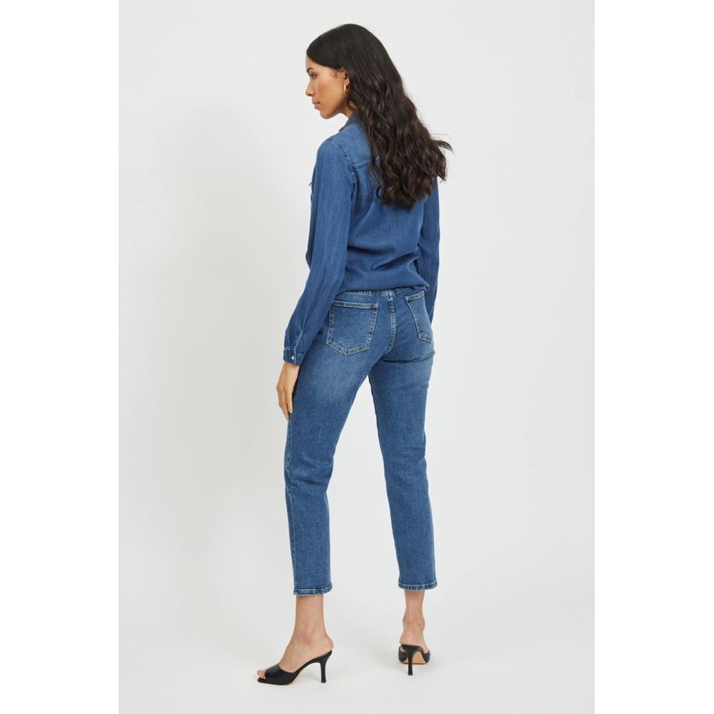 Vila Clothes Blue Cotton Shirt Vila Clothes